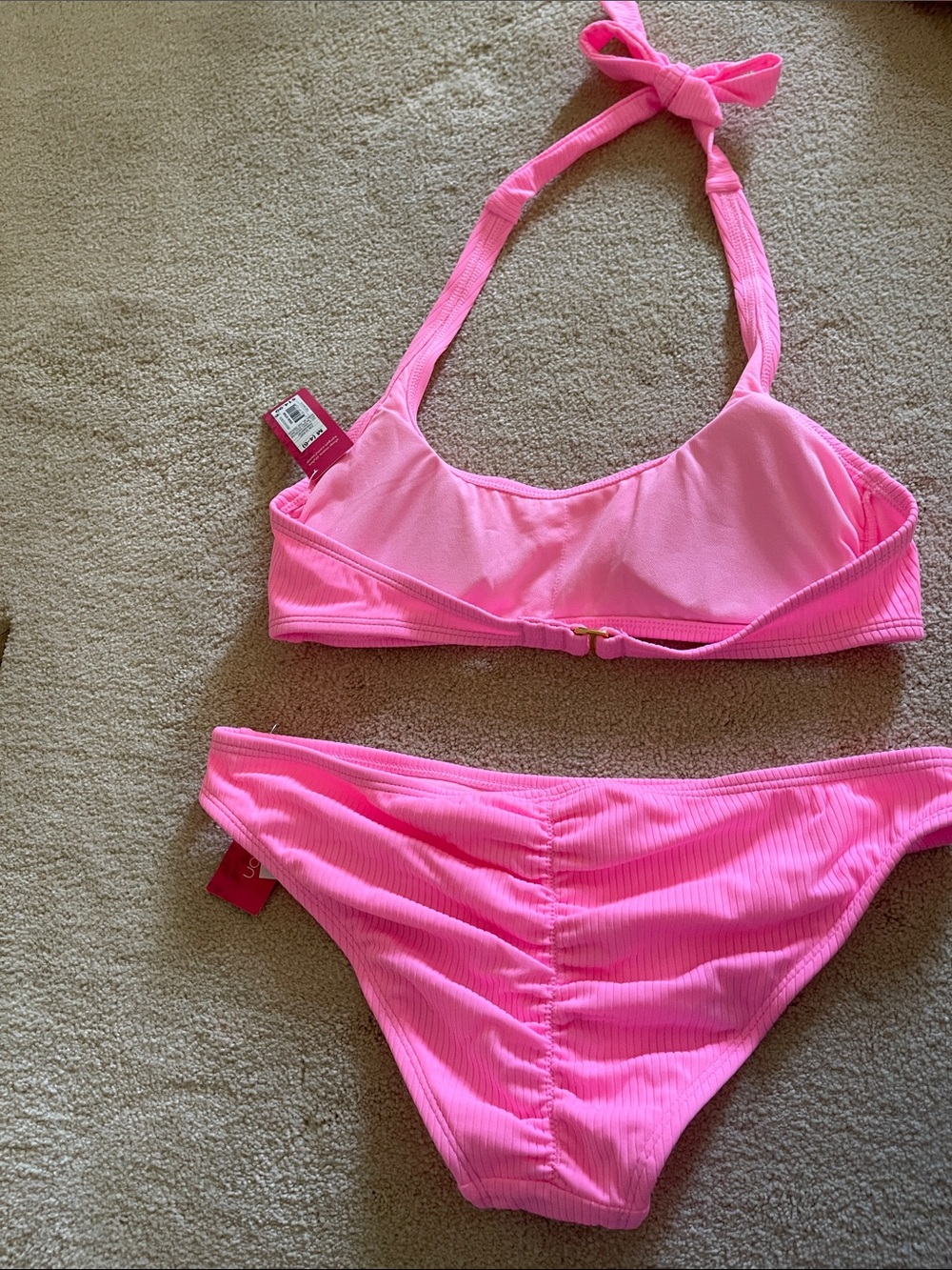 Target Pink Ribbed Halter Bikini Set - Picture 4 of 4